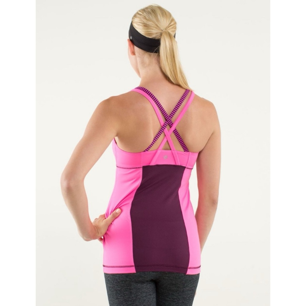Lululemon Energy Tank Hyper Stripe Raspberry Glo Light 4